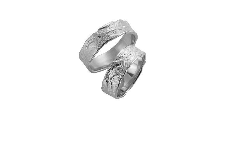 45099+45100-wedding rings, white gold 750